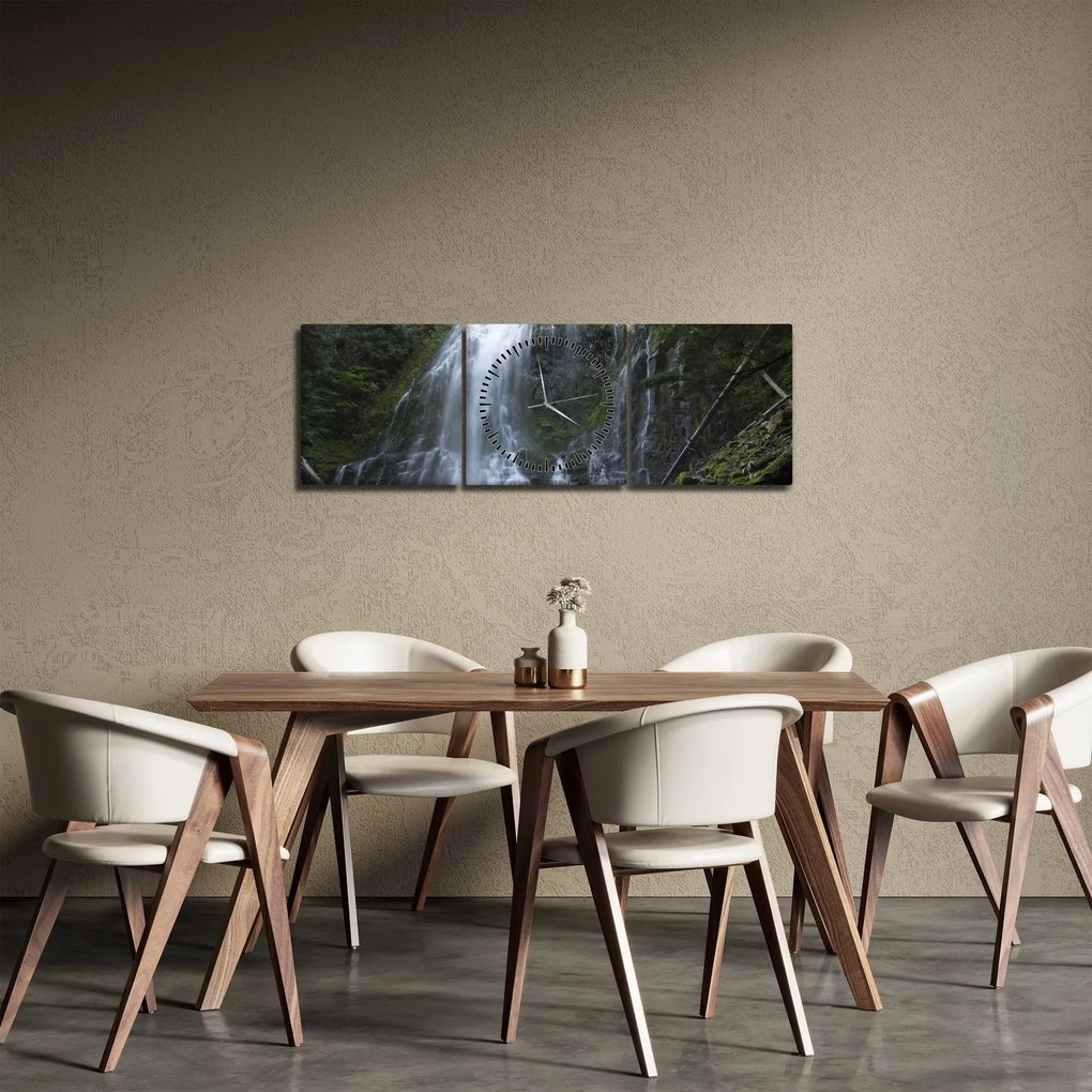 Tablou cu cascadă (cu ceas) (90x30 cm)