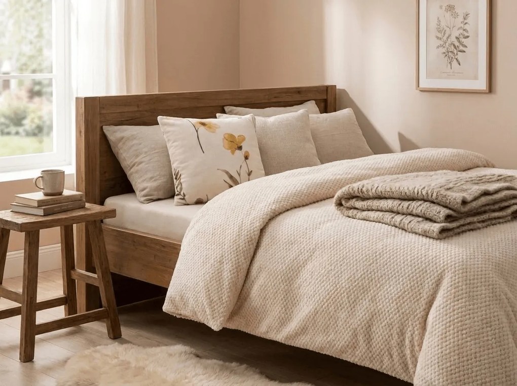 Fata de perna dubla DUO SENSE WILDELLA 45x45 cm microplus/flanel, crem