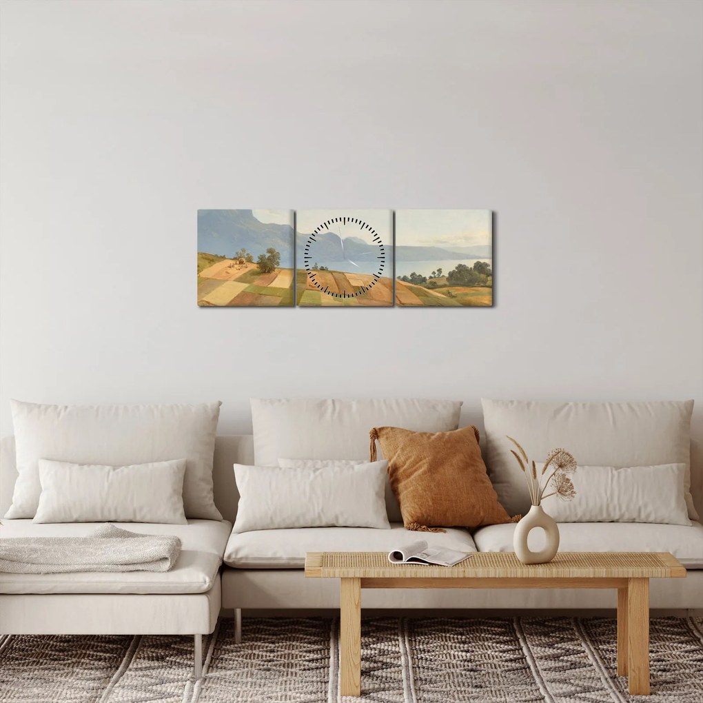 Tablou - Alexandre Calame, Swiss Landscape, reproducere (cu ceas) (90x30 cm)