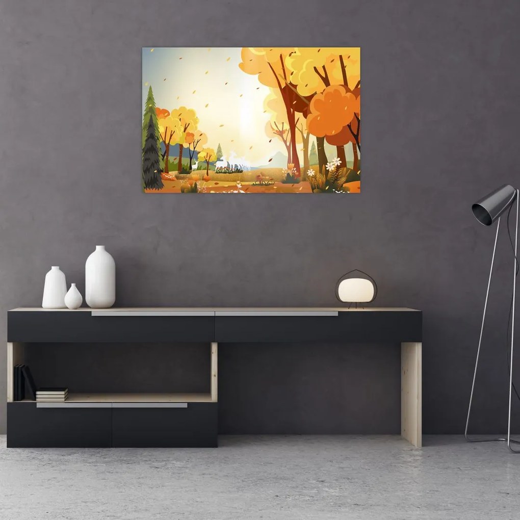 Tablou - Peisaj de toamnă, ilustrație (90x60 cm)