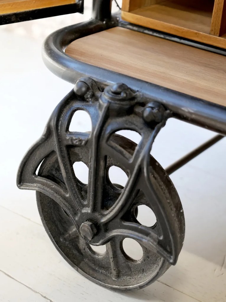 Etajera - Bar stil industrial, din lemn reciclat, cu spatii de depozitare