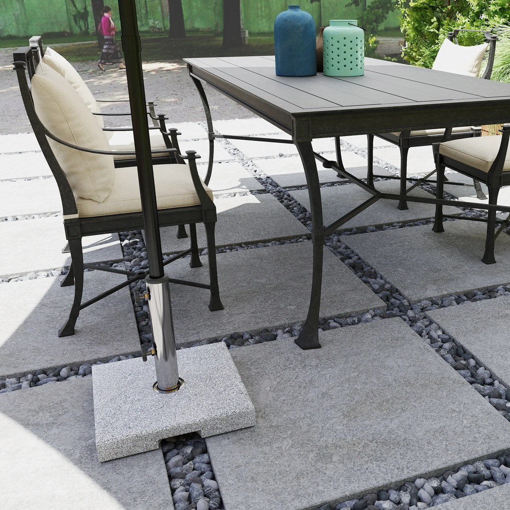 Outsunny Bază pentru Umbrelă din Granit 21 kg, Bază Pătrată pentru Umbrele de Exterior cu Mânere și 2 Butoane Reglabile, Ideală pentru Grădină, Patio, Marginea Piscinei, Gri | Aosom Romania