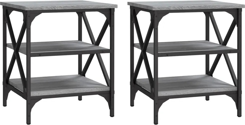 vidaXL Măsuțe laterale 2 buc. gri sonoma 40x42x50 cm lemn prelucrat