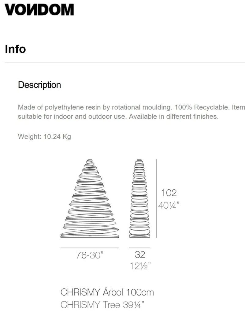 Brad Decorativ CHRISMY 1m ILUMINAT LED, 49073W Vondom