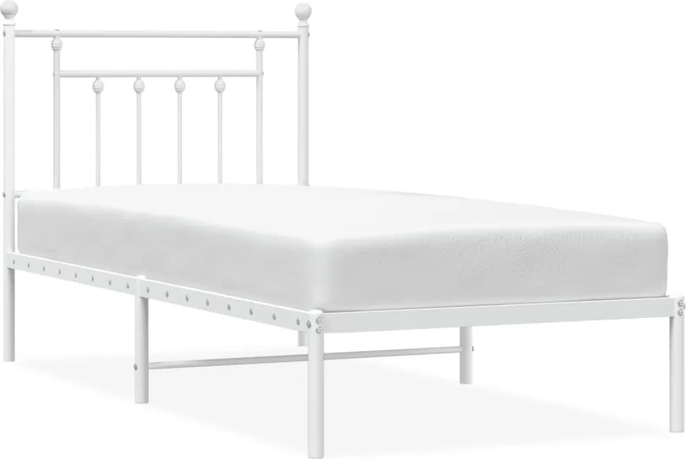 vidaXL Cadru de pat metalic cu tăblie, alb, 80x200 cm