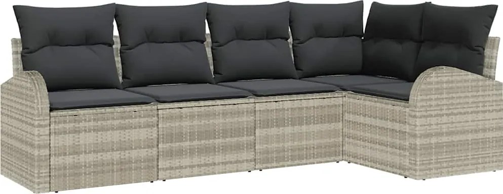 vidaXL Set de canapele pentru grădină 5 pcs Gri deschis poliratan