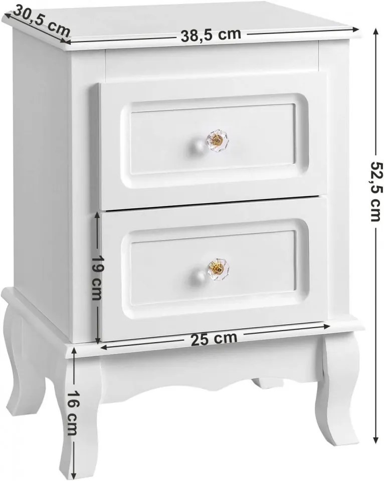 NOA101 - Set 2x Noptiere, comoda, dulap cu 2 sertare - Alb