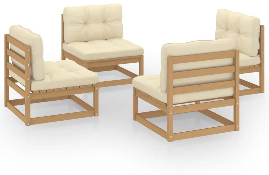 3076312 vidaXL Set mobilier de grădină cu perne, 4 piese, lemn masiv de pin