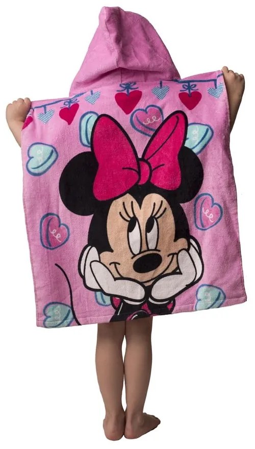 Poncho pentru copii roz din frotir Minnie – Jerry Fabrics