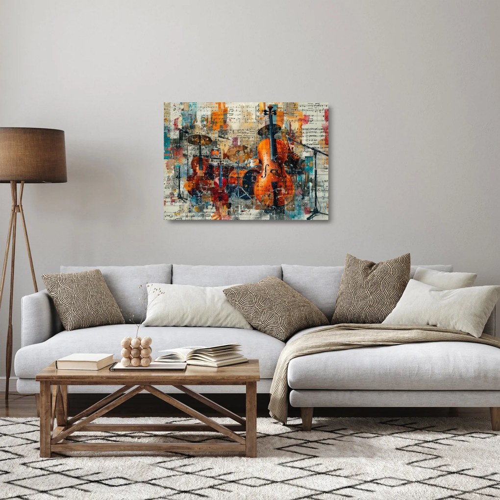 Tablou pe sticlă - Instrumente muzicale (70x50 cm)