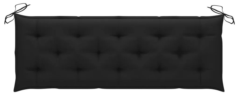 Banca gradina cu perna neagra, 150 cm, lemn masiv tec 150 cm, Negru, 1, Negru