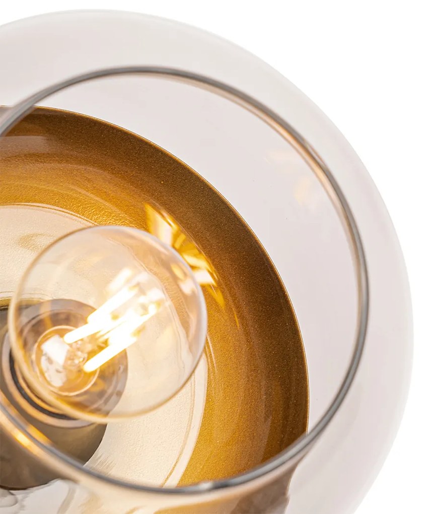 Spotlight de design negru cu auriu și sticlă fumurie - Kyan