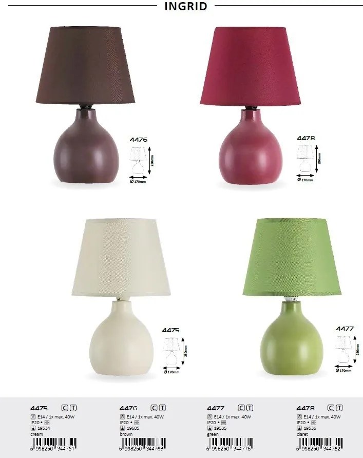 Veioza, lampa de masa design modern Ingrid rosu