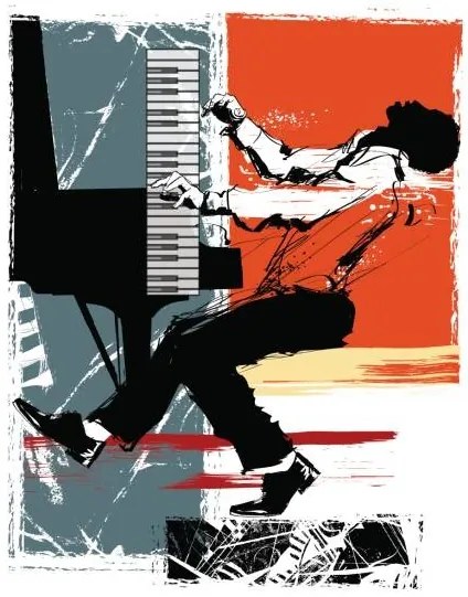 Ilustrație Jazz pianist on a grunge background, isaxar