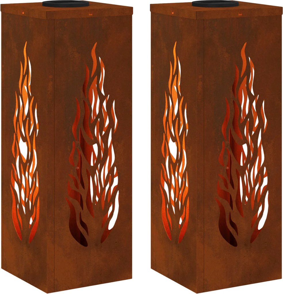 vidaXL Lumină LED Solară pentru Alei cu lumini cu baterie 2 pcs Bronz