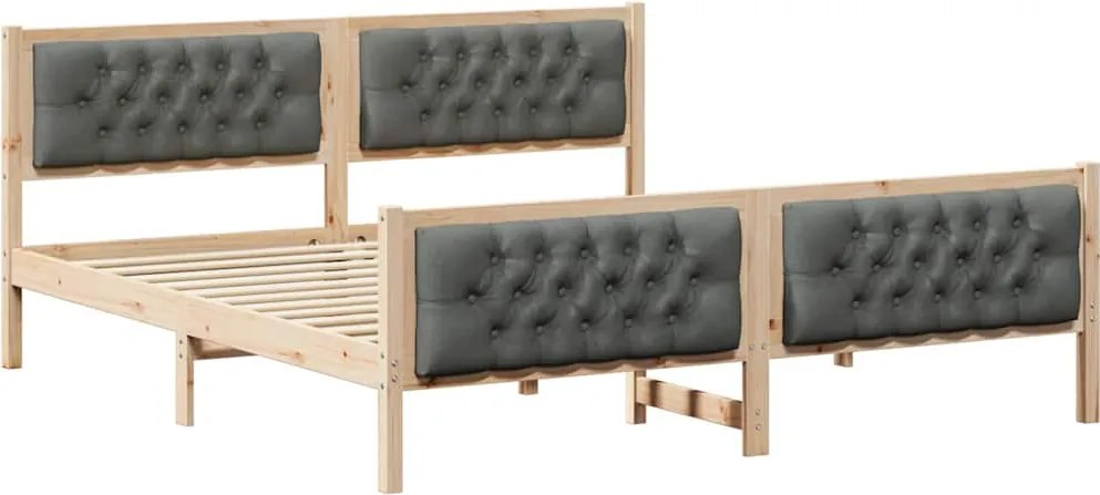 vidaXL Cadru de pat Gri închis 180 x 200 cm Lemn de pin masiv