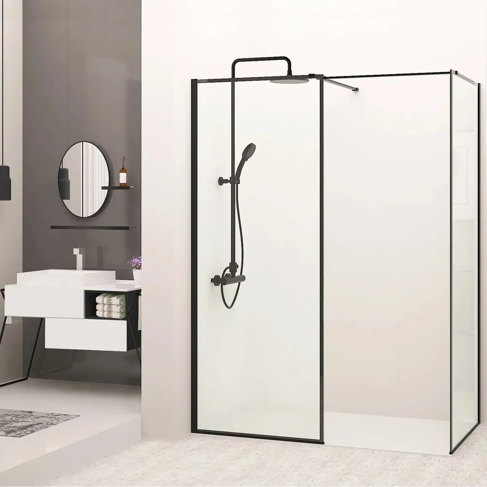 Cabina de dus tip Walk-in Rea Bler cu 2 pereti 70x80 negru