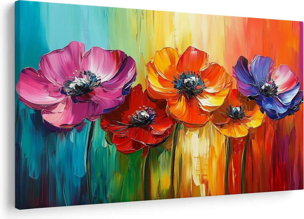 Tablou - Cinci flori colorate (90x60 cm)