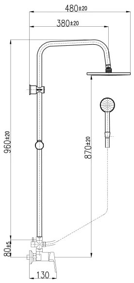 RAV Slezák CO182.5/7 - Set de duș COLORADO cu baterie, crom lucios