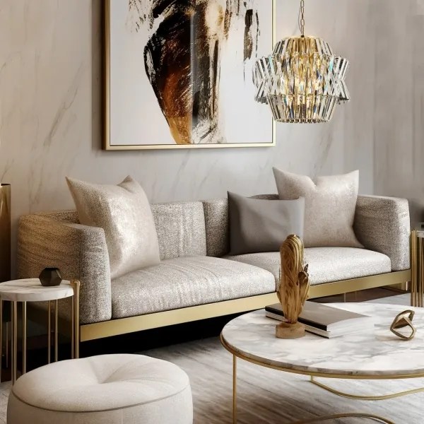 Lustră de cristal pe lanț CROWN 12xE14/40W/230V auriu