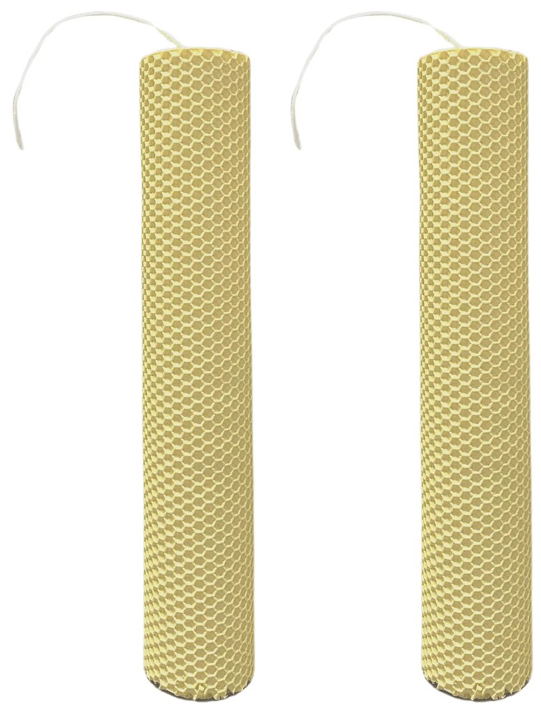 Set 2 Lumanari naturale fagure din Ceara de Albine colorata Vanilie 3,5 cm, 30 cm