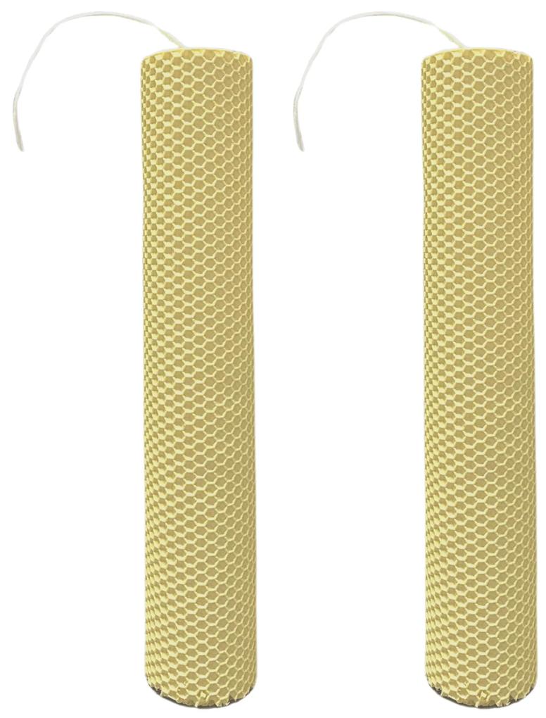 Set 2 Lumanari naturale fagure din Ceara de Albine colorata Vanilie 3,5 cm, 35 cm