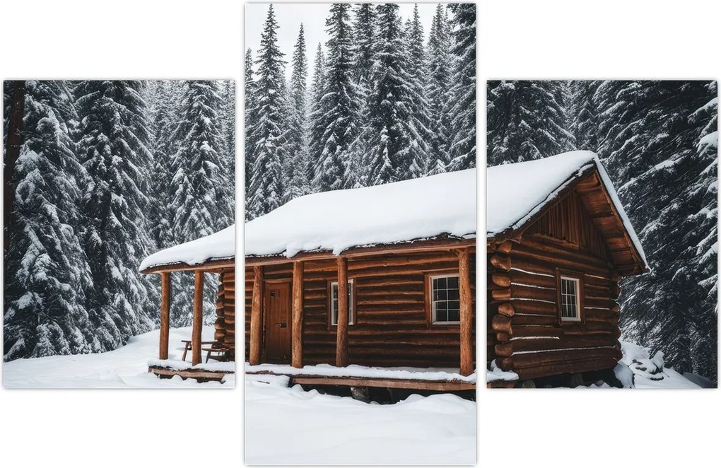 Tablou - Cabană acoperită de zăpadă (90x60 cm)