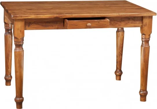 Masa fixa, L120 80 H80 cm, cu sertar, lemn masiv nuc antic