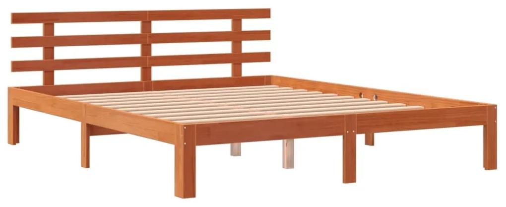 844277 vidaXL Cadru de pat cu tăblie, maro ceruit, 180x200 cm, lemn masiv pin