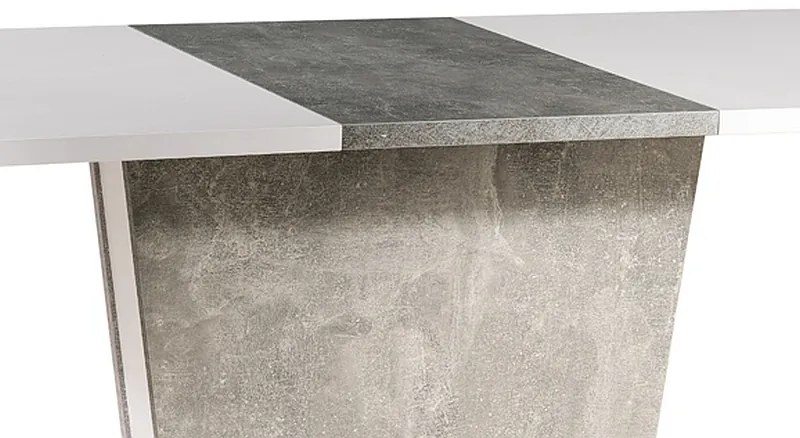 Masă de sufragerie extensibilă 110-145 cm Caridad (alb mat + gri) (pentru 4 până la 6 persoane). 1050002