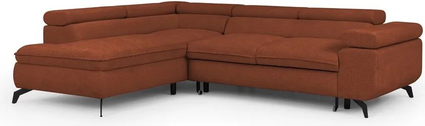 Colțar teracotă cu tapițerie din chenille (cu colț pe partea stângă/în formă de ”L”) Marbeya – Ropez