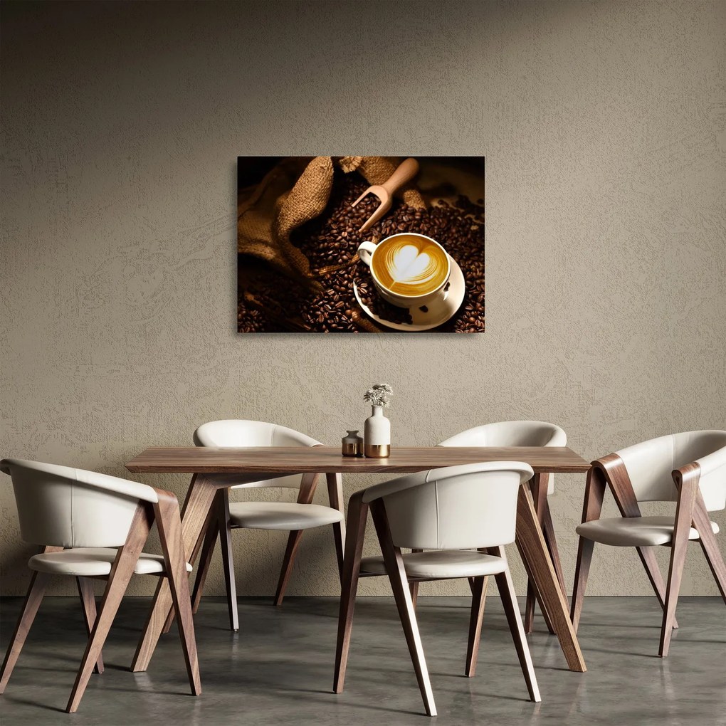 Tablou pe sticlă - O ceașcă de cafea (70x50 cm)