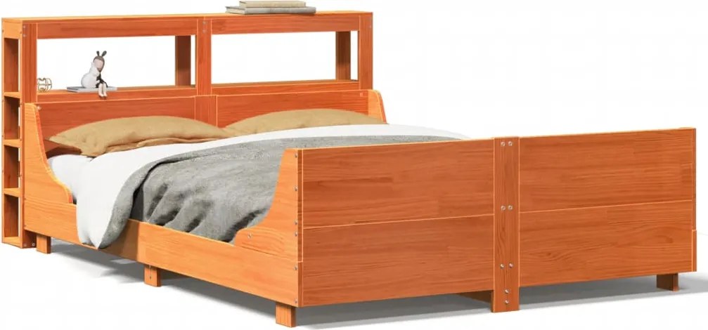 vidaXL Cadru pat fără saltea, maro ceruit, 160x200 cm, lemn masiv pin