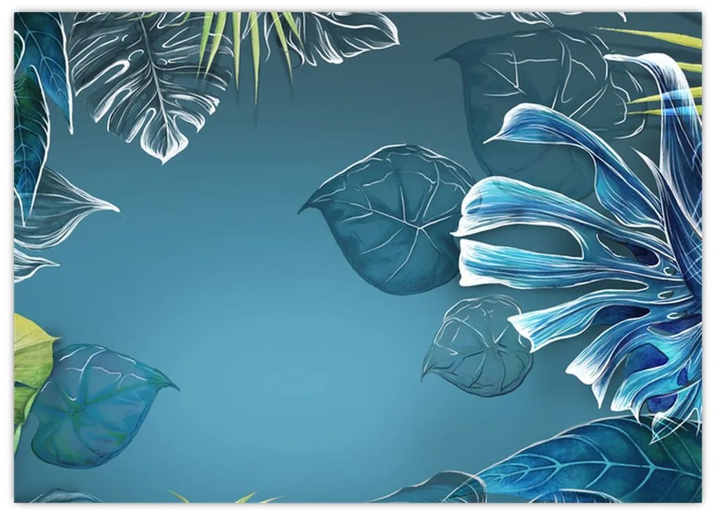 Tablou pe sticlă - Frunzele plantelor tropicale (70x50 cm)