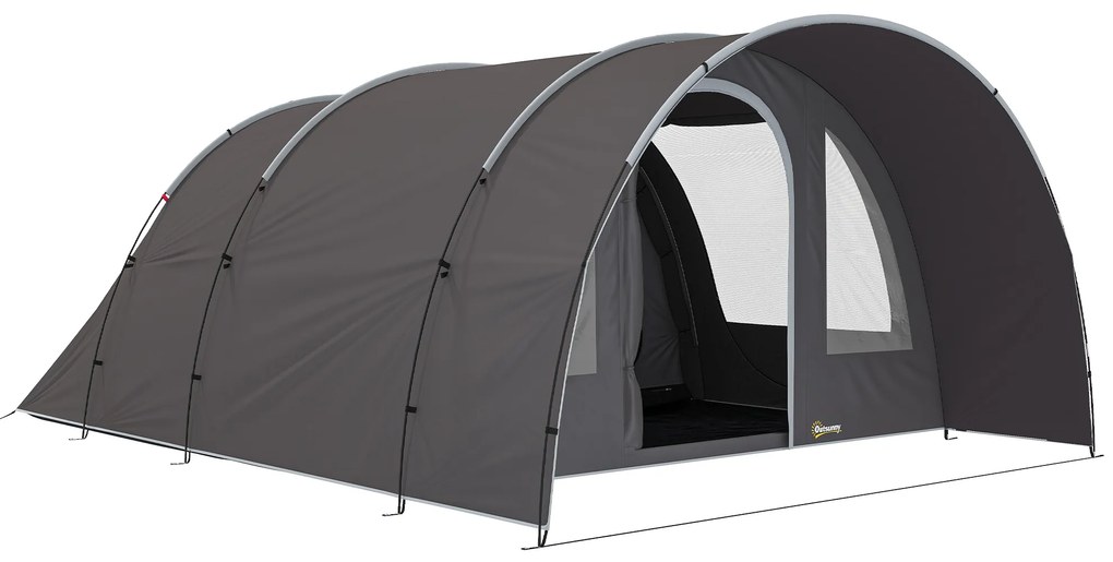 Outsunny Cort de camping cu terasă pentru 4 până la 6 persoane ușor ventilat impermeabil 5 000 mm montare ușoară sac de transport gri | Aosom Romania