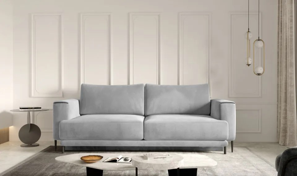 Canapea tapitata, extensibila, cu spatiu pentru depozitare, 260x90x95 cm, Dalia 01, Eltap (Culoare: Gri pepit / Marte 130)
