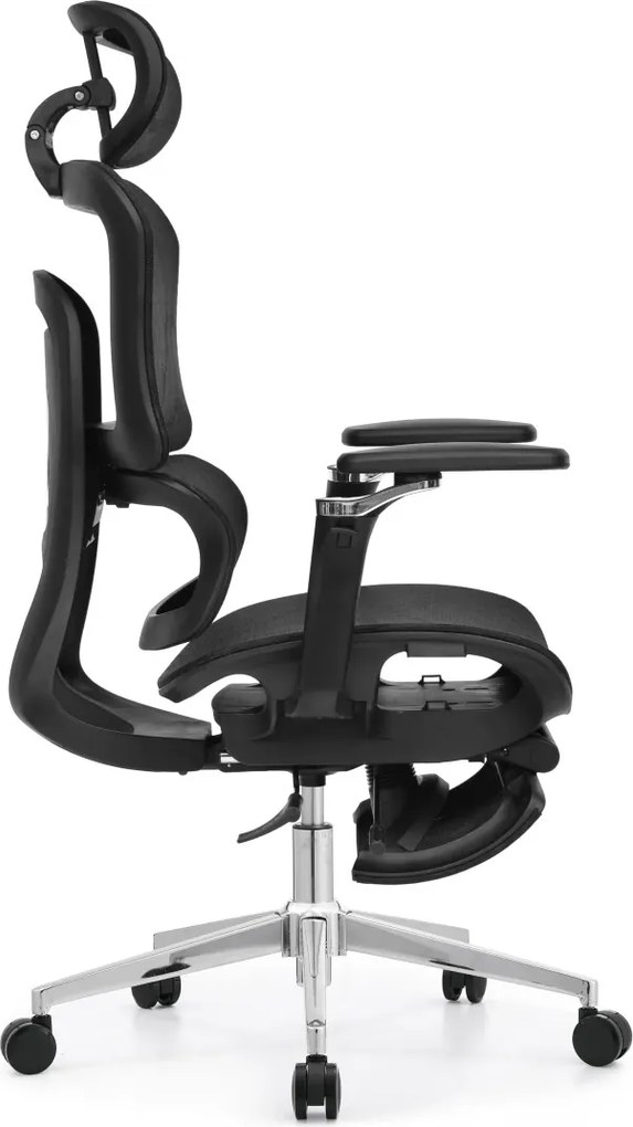 Scaun Ergonomic Premium ErgoFlex UltraMesh 5D cu Suport Lombar, Spătar Reglabil pe Înălțime, Șezut Translație, Reclinabil, Negru