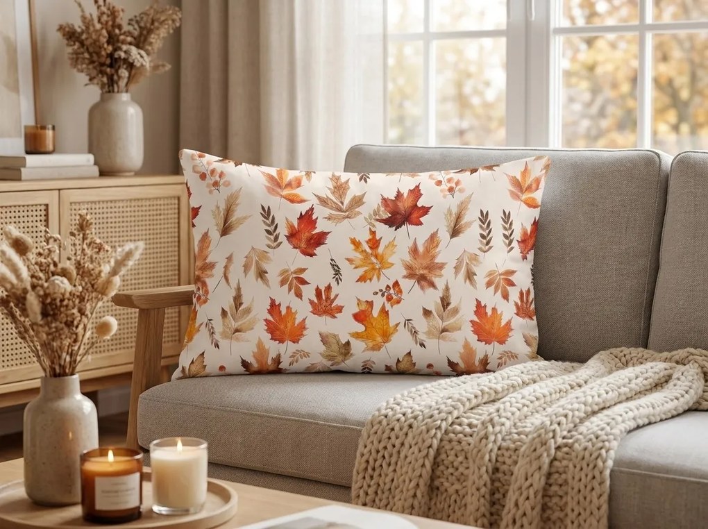 Fata de perna din flanel LEAVES & STRIPES 50x70 cm, colorat