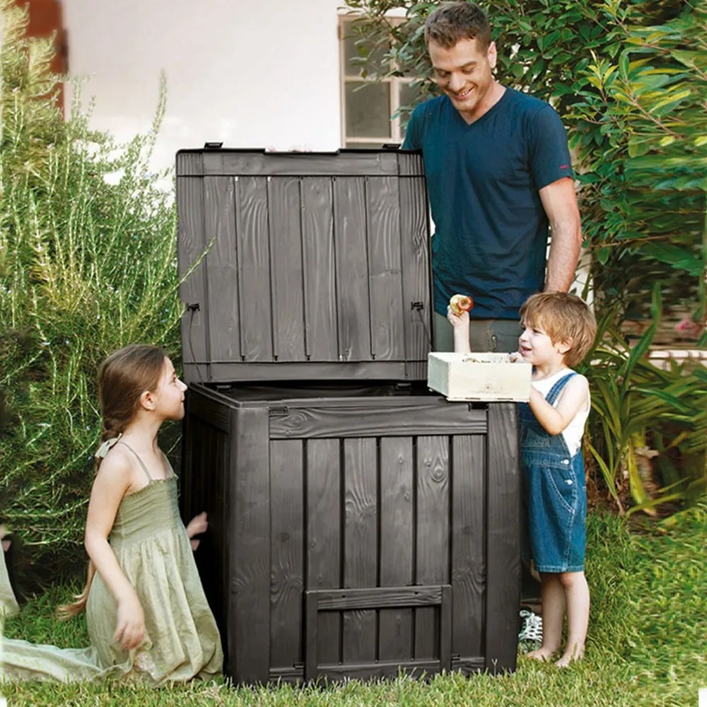Compostor Deco, cu piedestal, maro whisky, 340 l