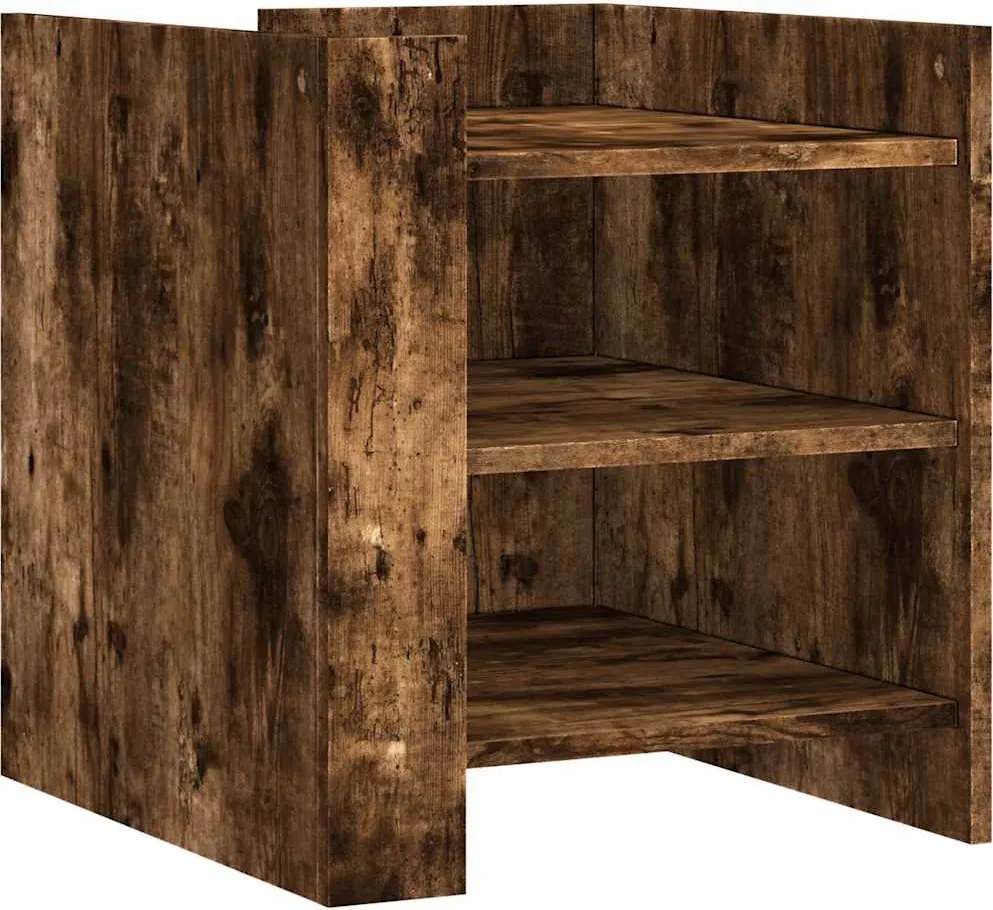 vidaXL Noptieră, stejar fumuriu, 45x50x50 cm, lemn prelucrat