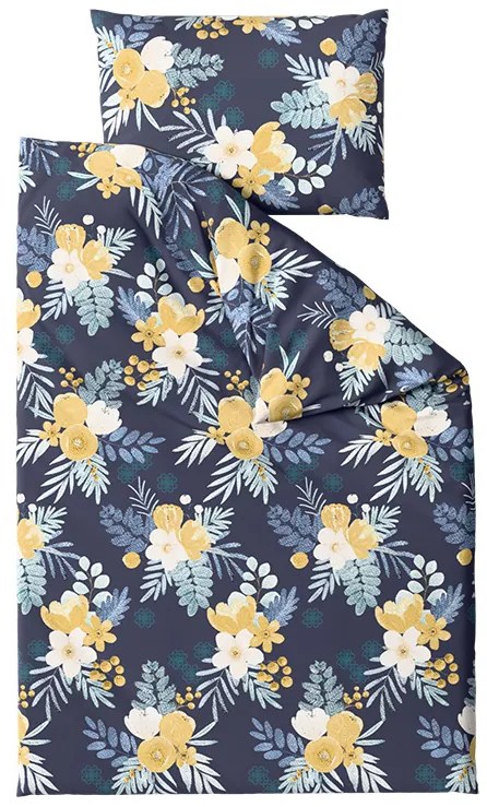 Lenjerie de pat din microfibra FLOWERISH albastru inchis Dimensiune lenjerie de pat: 70 x 90 cm | 140 x 220 cm