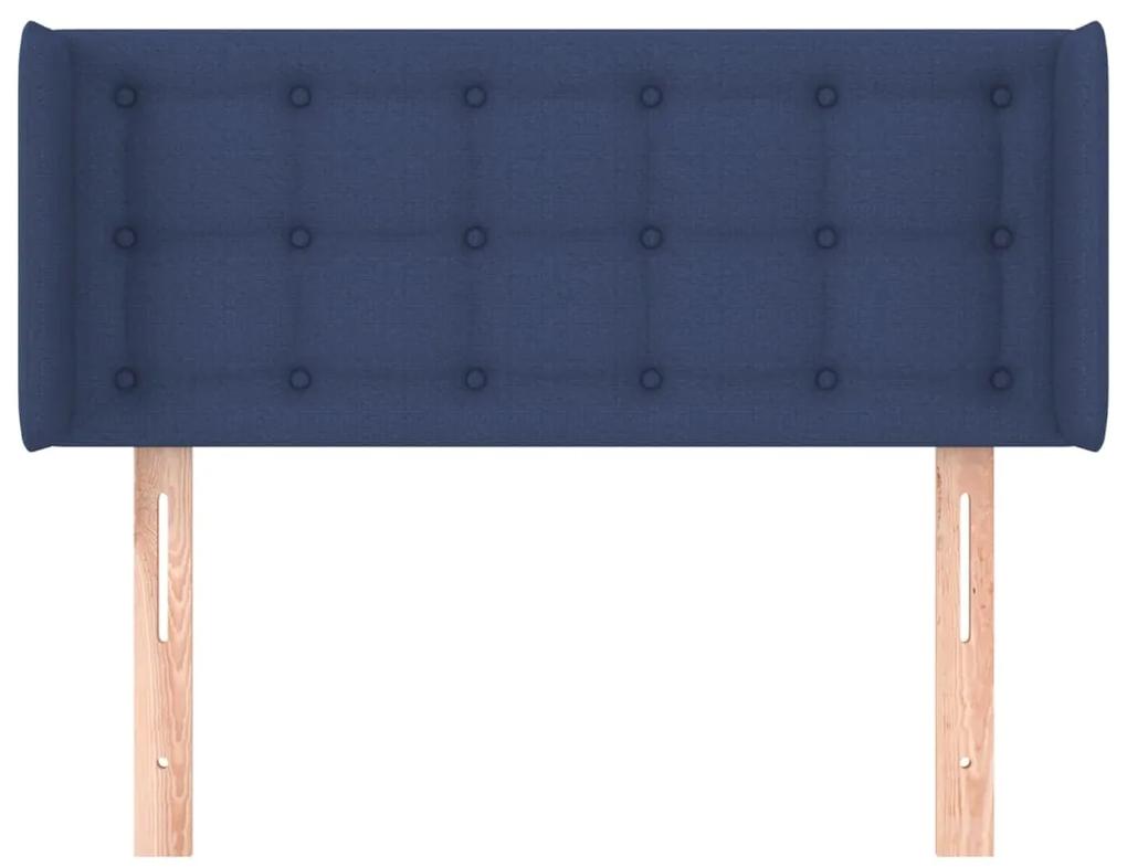 Tablie de pat cu aripioare albastru 83x16x78 88 cm textil 1, Albastru, 83 x 16 x 78 88 cm