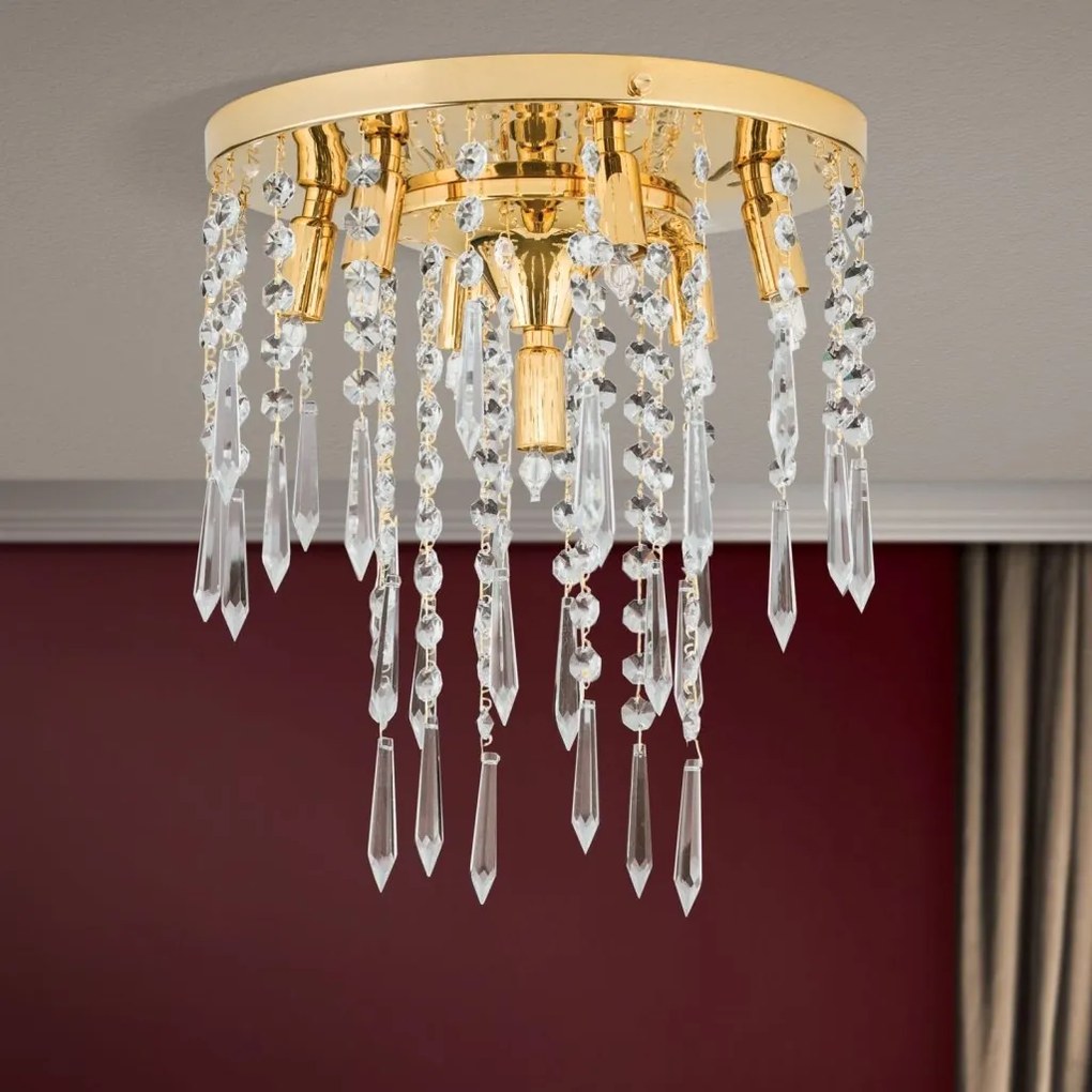 Plafoniera cu cristale PALME auriu 28cm