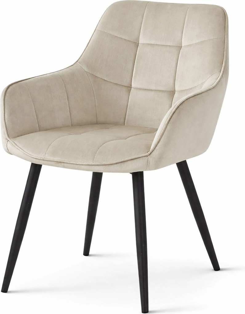 Scaun de masa VARSI VELVET cu picioare negre, bej