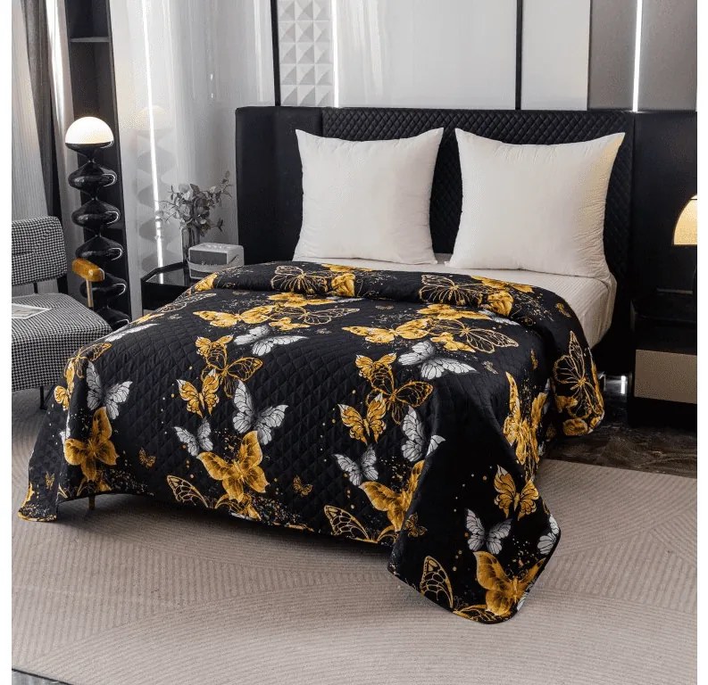 Cuvertura de pat GOLD BUTTERFLY negru Dimensiune: 220 x 240 cm