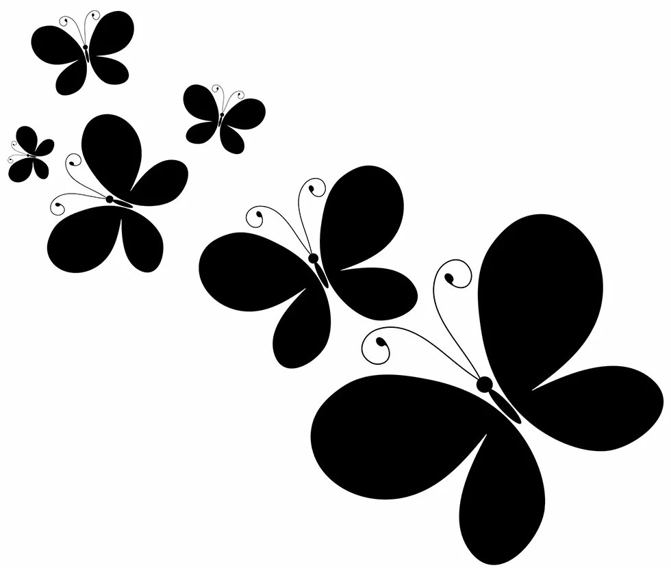 Sticker decorativ perete fluturi, 45x38 cm, negru
