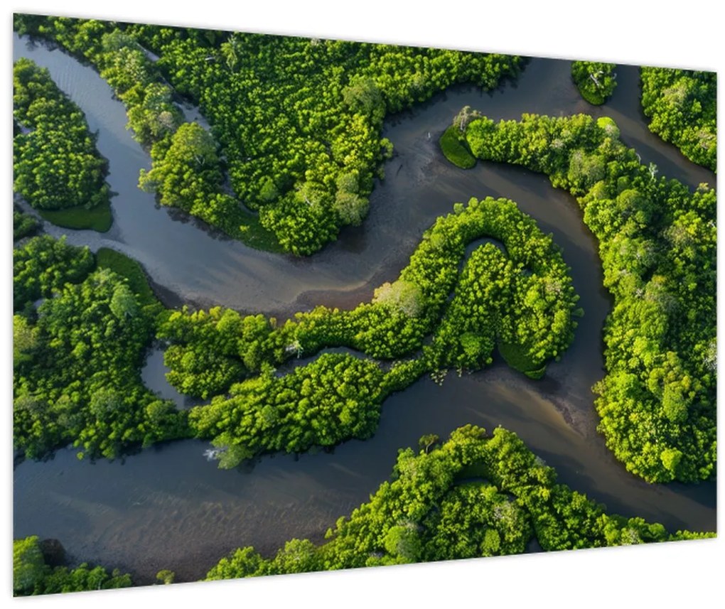 Tablou - Peisaj forestier cu râu (90x60 cm)