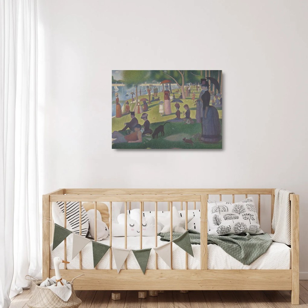 Tablou pe sticlă - Georges Seurat, A Sunday on La Grande Jatte, reproducere (70x50 cm)