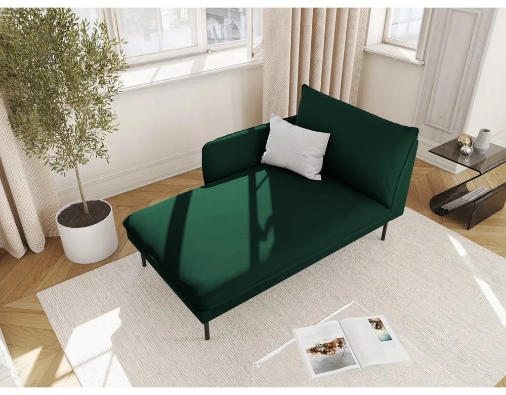 Șezlong verde închis cu tapițerie din catifea (cu colțar pe partea stângă ) Vienna – Cosmopolitan Design