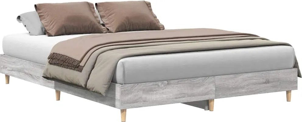 vidaXL Cadru de pat fără saltea Gri Sonoma 150x200 cm Lemn prelucrat